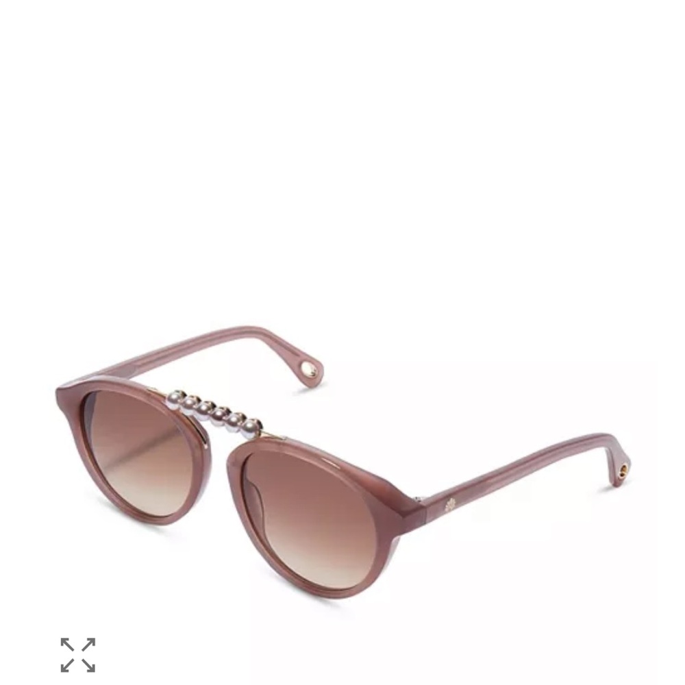 Lele Sadoughi Mauve Round Sunglasses with Pearl Bridge